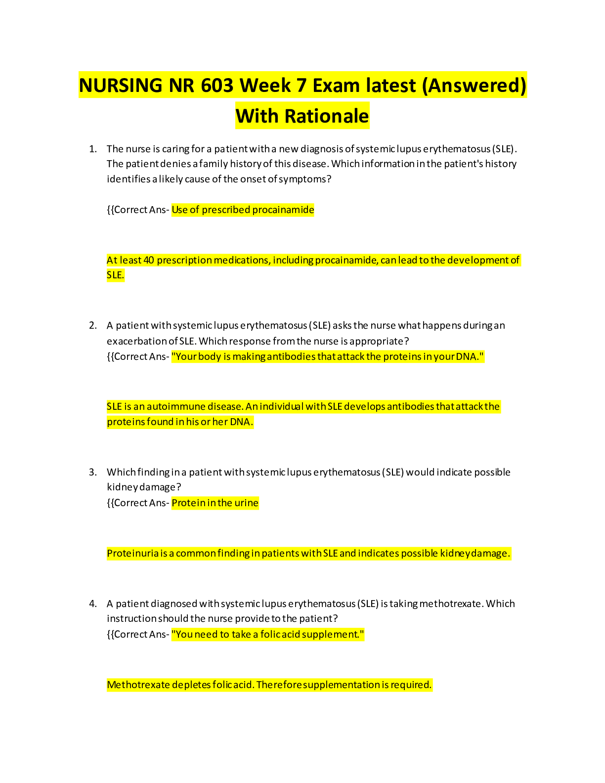 Preview image for NURSING NR 603 Week 7 Exam latest (Answered) With Rationale